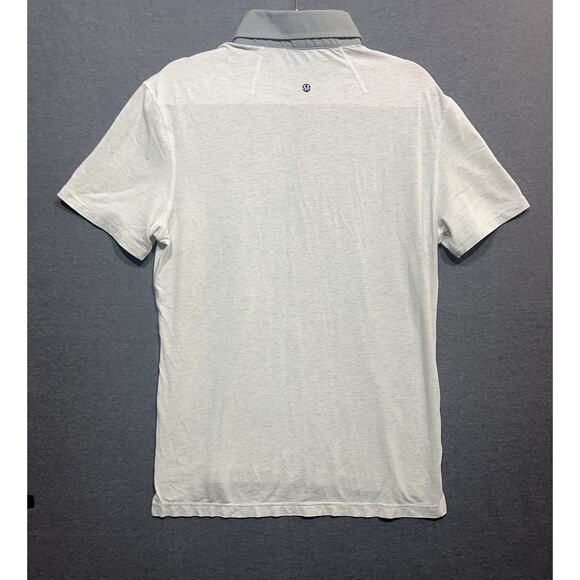 Lululemon Polo Shirt Post Practice White/Gray No Size Tag See Measurements - Picture 8 of 12